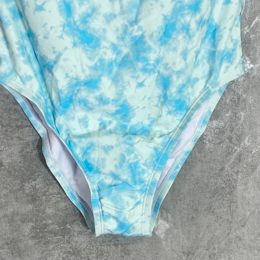 VICIOUS YOUNG BABES Light Blue Tie-Dye Front Cutout Tie-Dye One-Piece Swimsuit SZ M