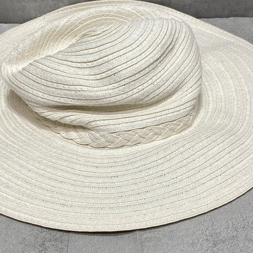 INC INTERNATIONAL CONCEPTS White Mixed Braid Floppy Hat OS