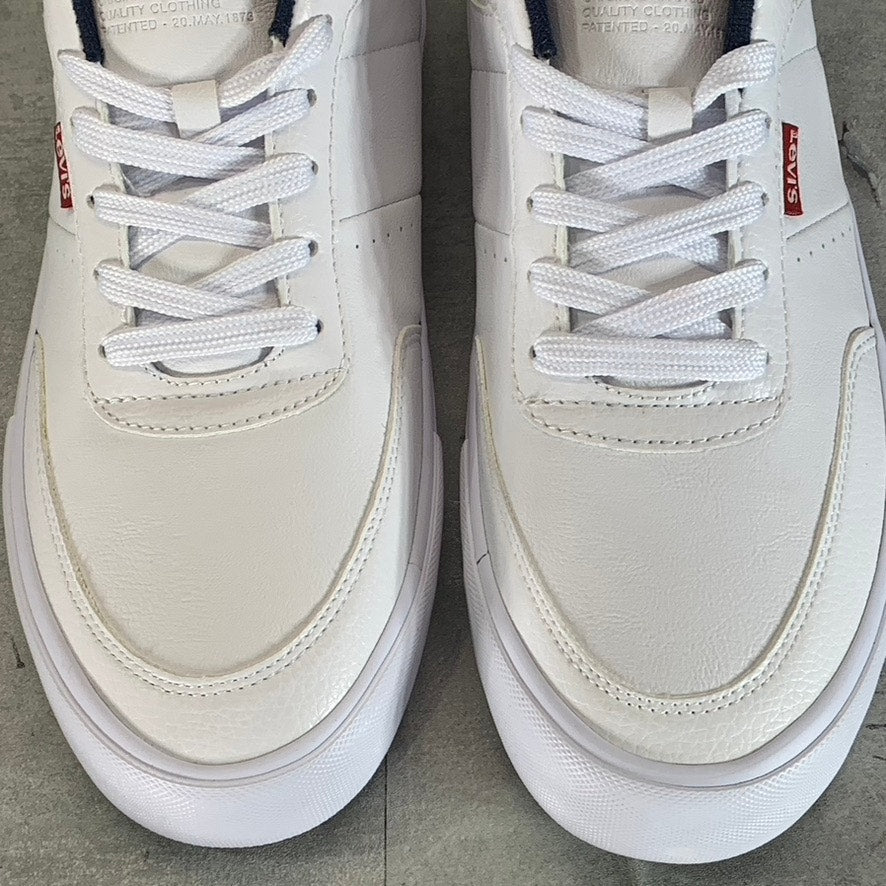 LEVI'S Men's White/Navy Munro NM Faux-Leather Retro Low-Top Lace-Up Sneaker SZ10