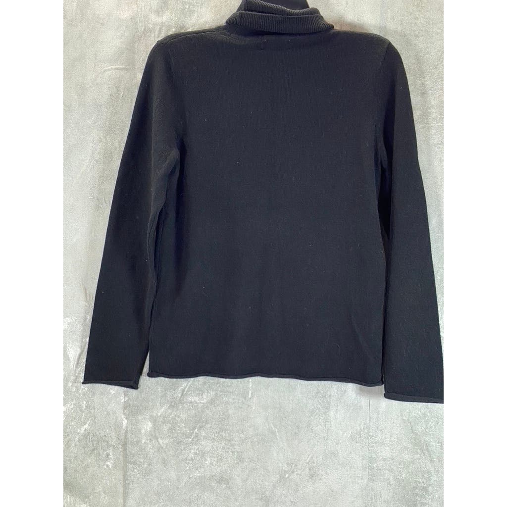 NEIMAN MARCUS Women's Black Solid Cashmere Basic Turtleneck Top SZ L