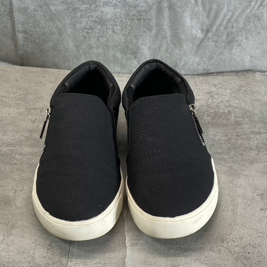 STYLE & CO Women's Black Textured Moira Zip Round-Toe Slip-On Sneakers SZ 8
