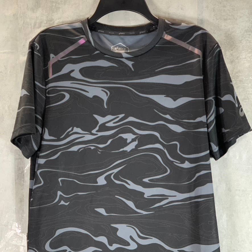 ASICS Men's GPX Black/Grey Printed Performance Crewneck Short-Sleeve T-Shirt SZM