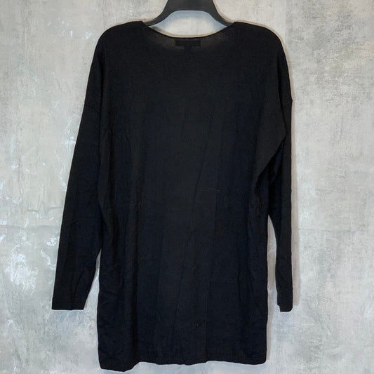 INC INTERNATIONAL CONCEPTS Women's Deep Black Solid V-Neck Step Hem Pullover Sweater SZ L