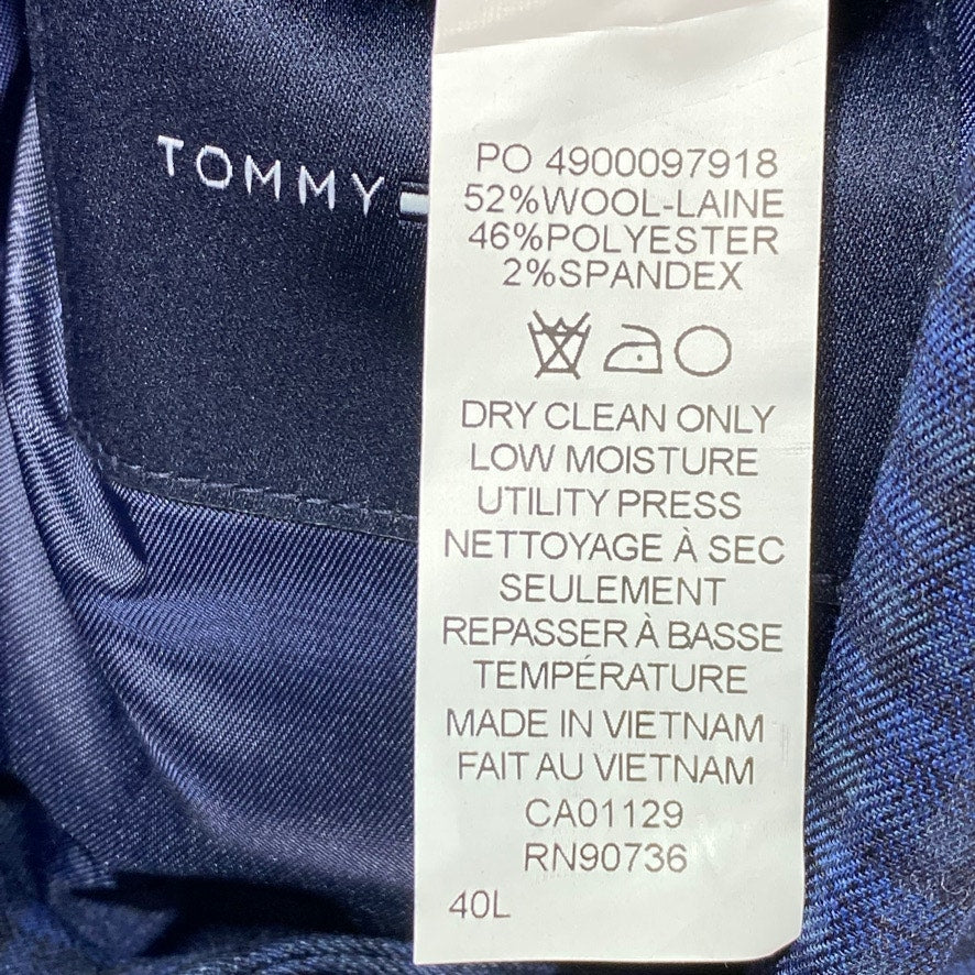 TOMMY HILFIGER TH Flex Blue Modern-Fit Mini Gingham Long Suit Jacket SZ 40L