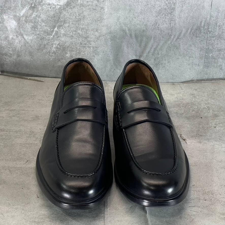 VANCE CO. Men's Wide Width Black Faux Leather Keith Slip-On Penny Loafers SZ 12W