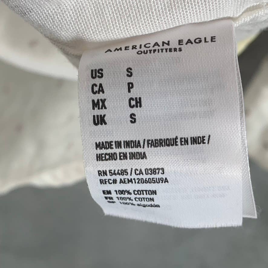 AMERICAN EAGLE Men's White Geometric Print Button-Up Long-Sleeve Shirt SZ S