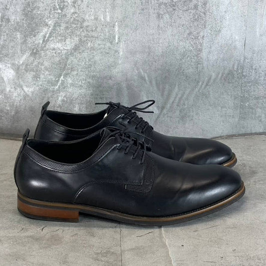 ASTON MARC Men's Black Faux Leather Premier Lace-Up Dress Shoes SZ 9