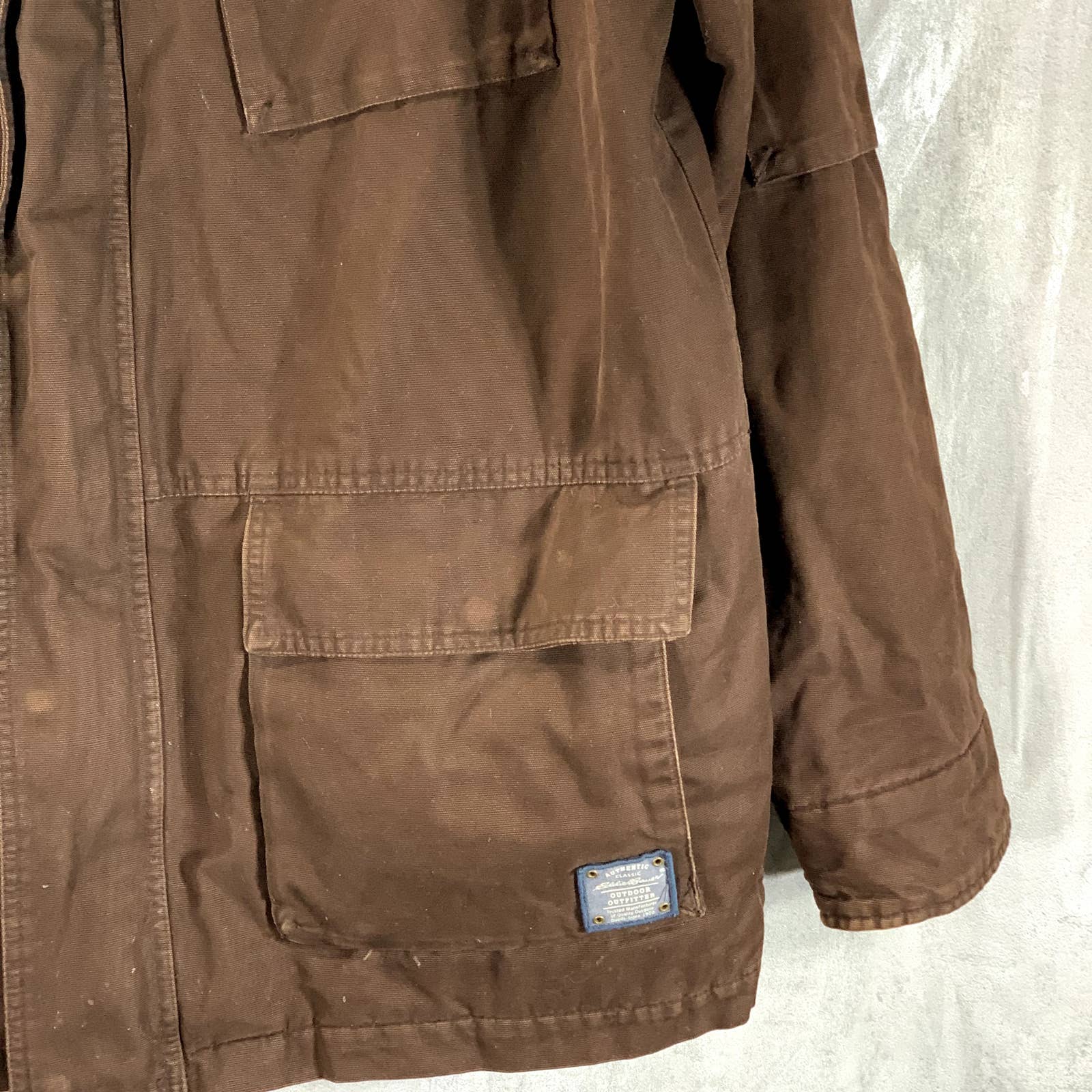 EDDIE BAUER Men's Big&Tall Vintage Brown Full-Zip Utility Jacket SZ XL/T