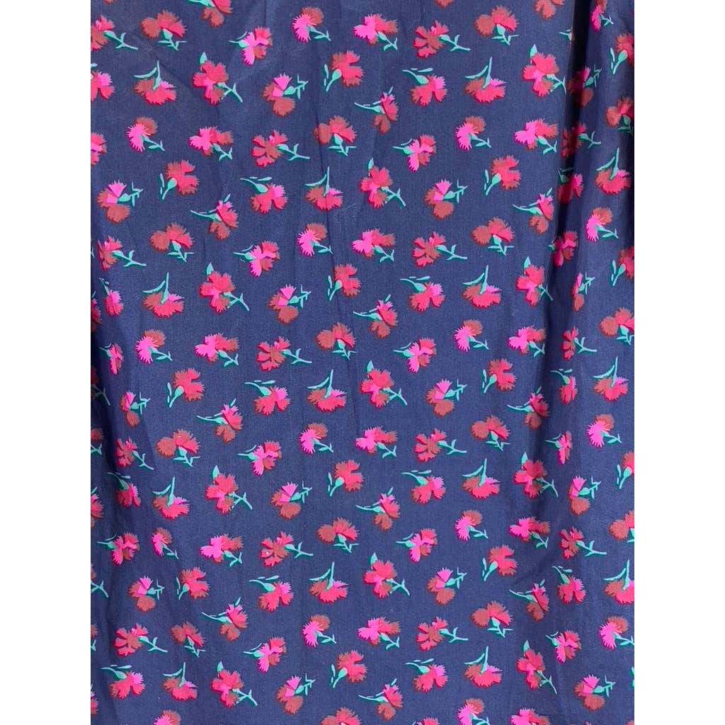 BONOBOS Men's Navy/Red Floral Print Standard-Fit Button-Up Long-Sleeve Shirt SZM