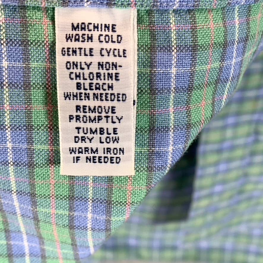 RALPH LAUREN Men's Green Plaid Classic-Fit Button-Up Long-Sleeve Shirt SZ M