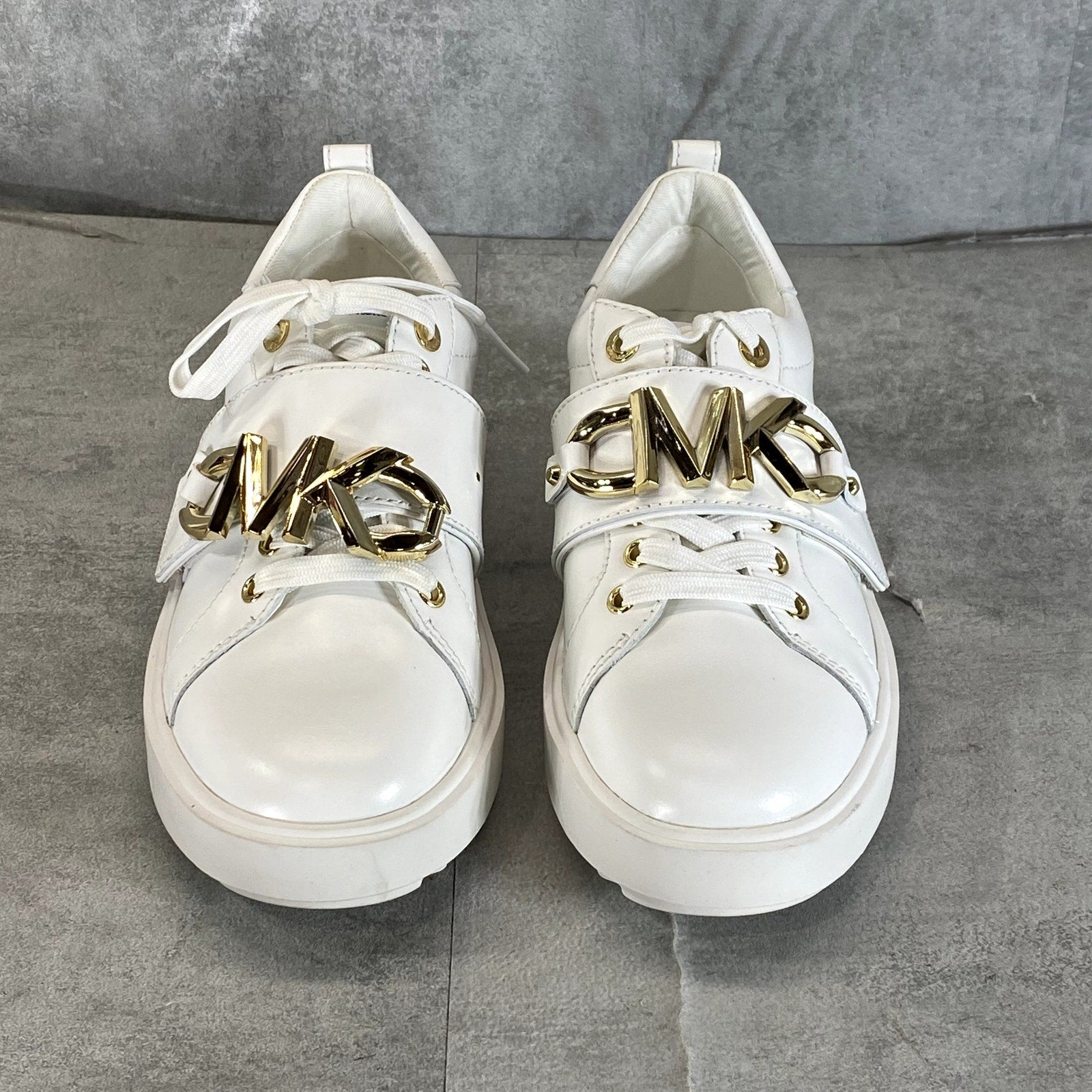 MICHAEL MICHAEL KORS Women's White Leather Emmett Lace-Up Platform Sneakers SZ 5