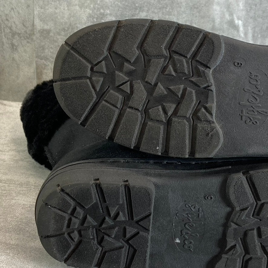 STYLE & CO Women's Black Faux-Fur Witty Cold-Weather Slip-On Ankle Boots SZ 9