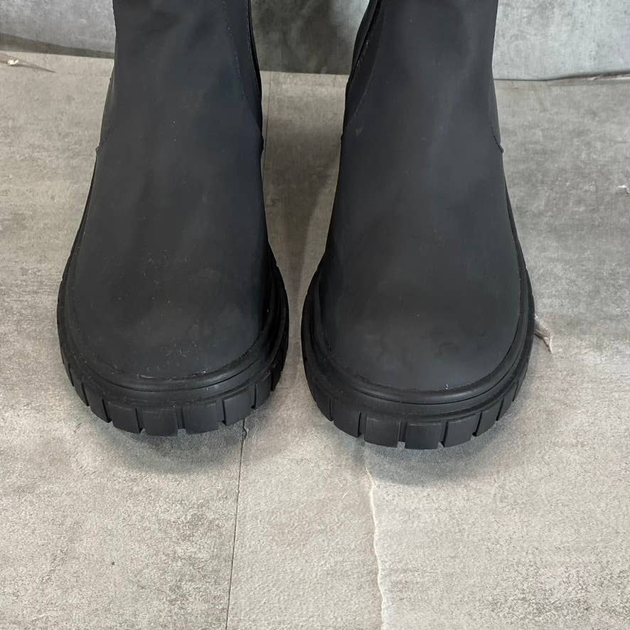 AQUA COLLEGE Women's Black Paz Faux-Leather Waterproof Riding Boots SZ 8