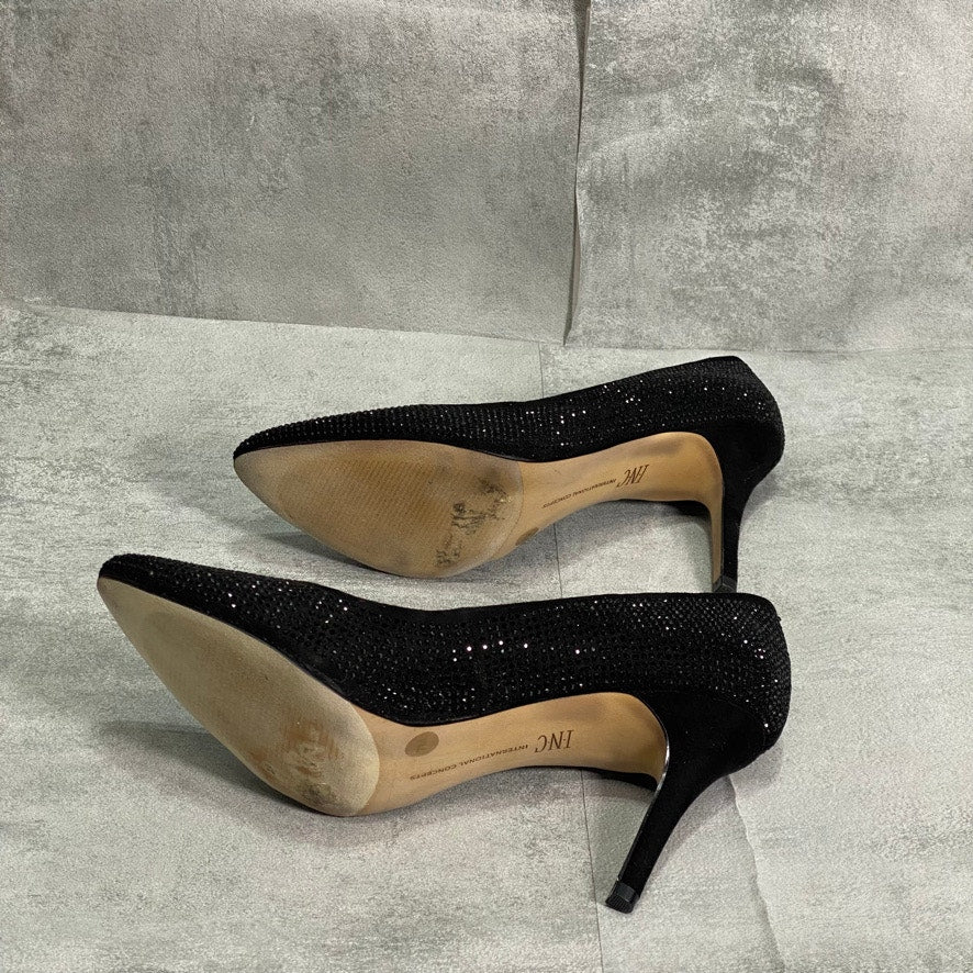 INC INTERNATIONAL CONCEPTS Black Bling Zitah Embellished Pointed-Toe Pumps SZ 7