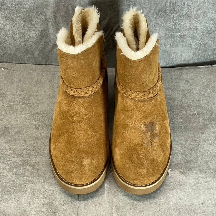 STYLE & CO Women's Chestnut Kaii Faux-Fur Cold-Weather Slip-On Ankle Boots SZ 7