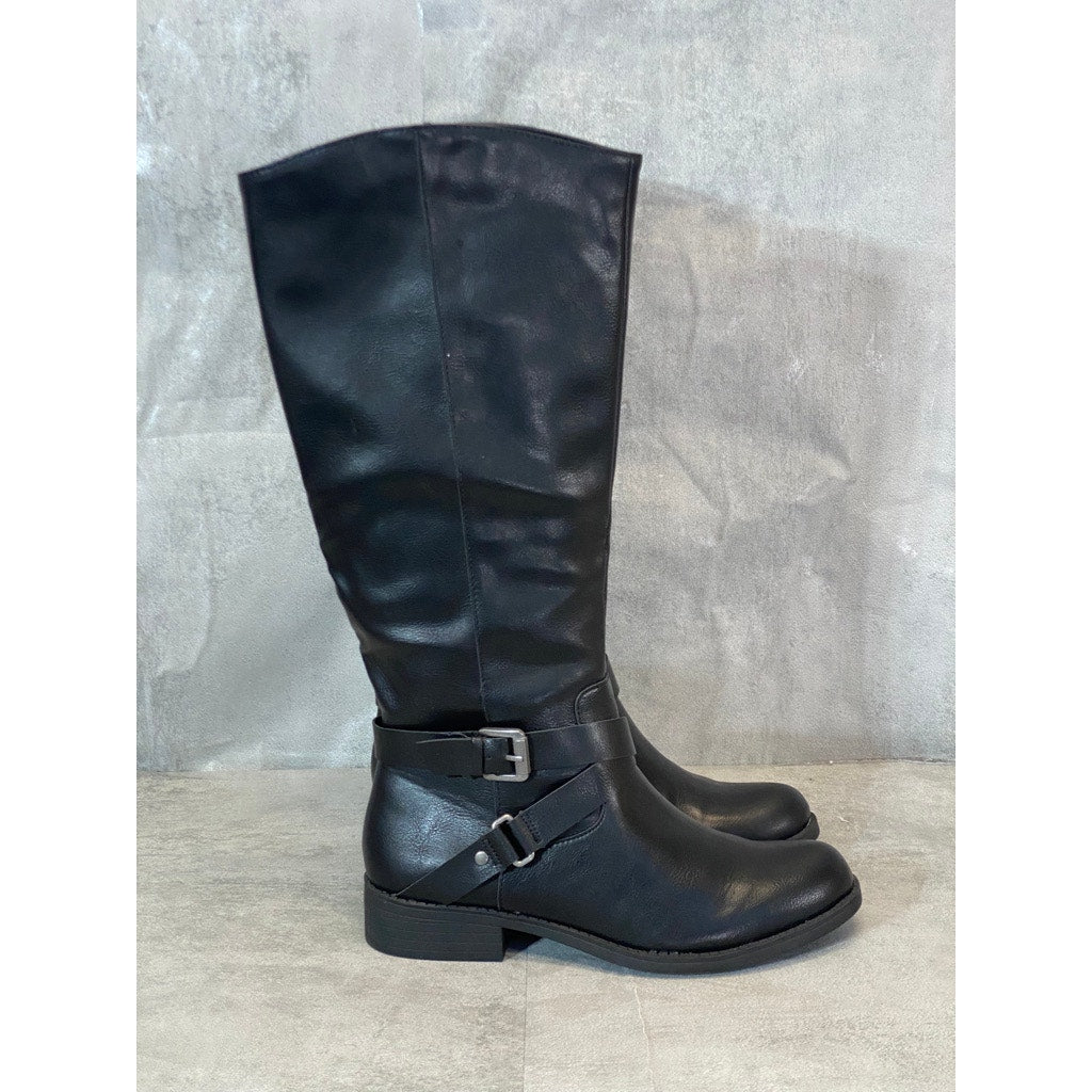 STYLE & CO Black Marliee Full Side Zip Round-Toe Tall Riding Boots SZ 7.5