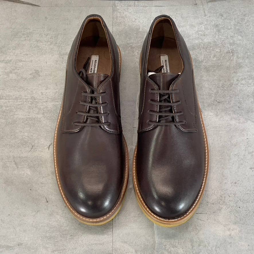 RESERVED FOOTWEAR NEW YORK Men's Brown Leather Octavious Lace-Up Oxfords SZ 10