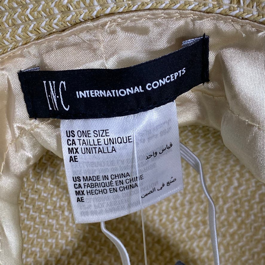 INC INTERNATIONAL CONCEPTS Tan Straw Tweed Cloche Hat with Metal Detail SZ OS