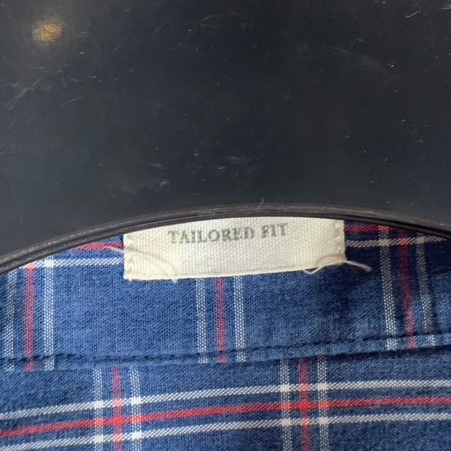 J.CREW Men's Blue Plaid Washed Casual Tailored-Fit Button-Up Shirt SZ S