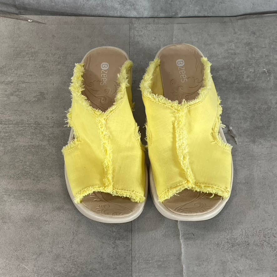 BZEES Women's Yellow Serendipity Washable Open-Toe Slide Wedge Sandals SZ 7.5