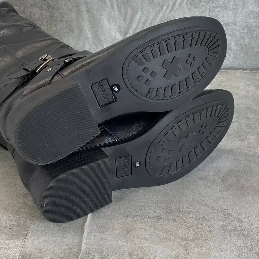 STYLE & CO Women's Black Marliee Full Side-Zip Round-Toe Tall Riding Boots SZ 8