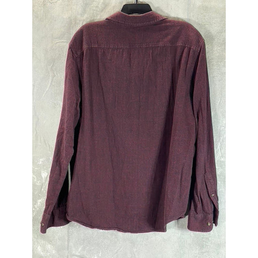 GOODFELLOW & CO Men's Burgundy Standard-Fit Button-Up Long Sleeve Shirt SZ XL