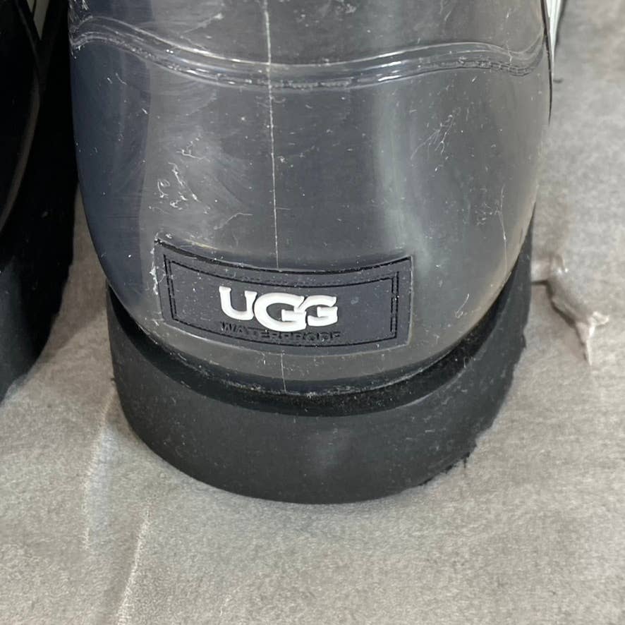 UGG Women's Black Logo Classic Clear Mini Waterproof Pull-On Ankle Boots SZ 8