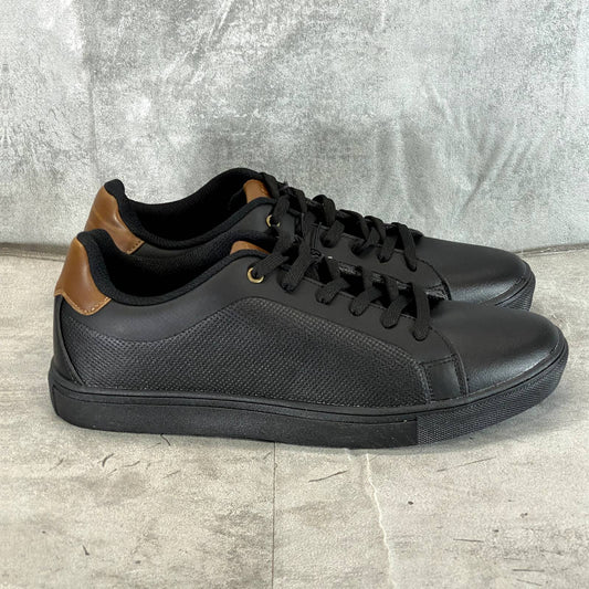 NEW YORK & COMPANY Men's Black Faux-Leather Cooper Low-Top Sneakers SZ 11