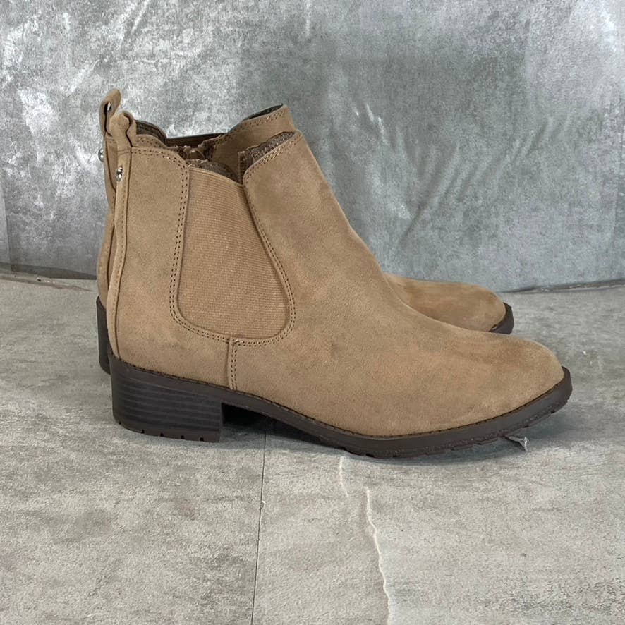 STYLE & CO Women's Taupe Gladyy Round-Toe Side-Zip Block-Heel Ankle Boots SZ 6