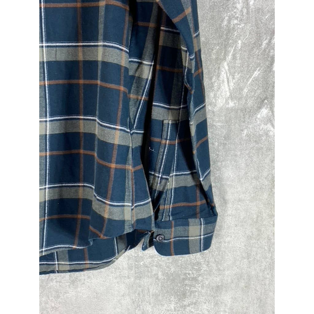 CLUB MONACO Men's Navy Plaid Slim-Fit Long Sleeve Button-Up Shirt SZ M