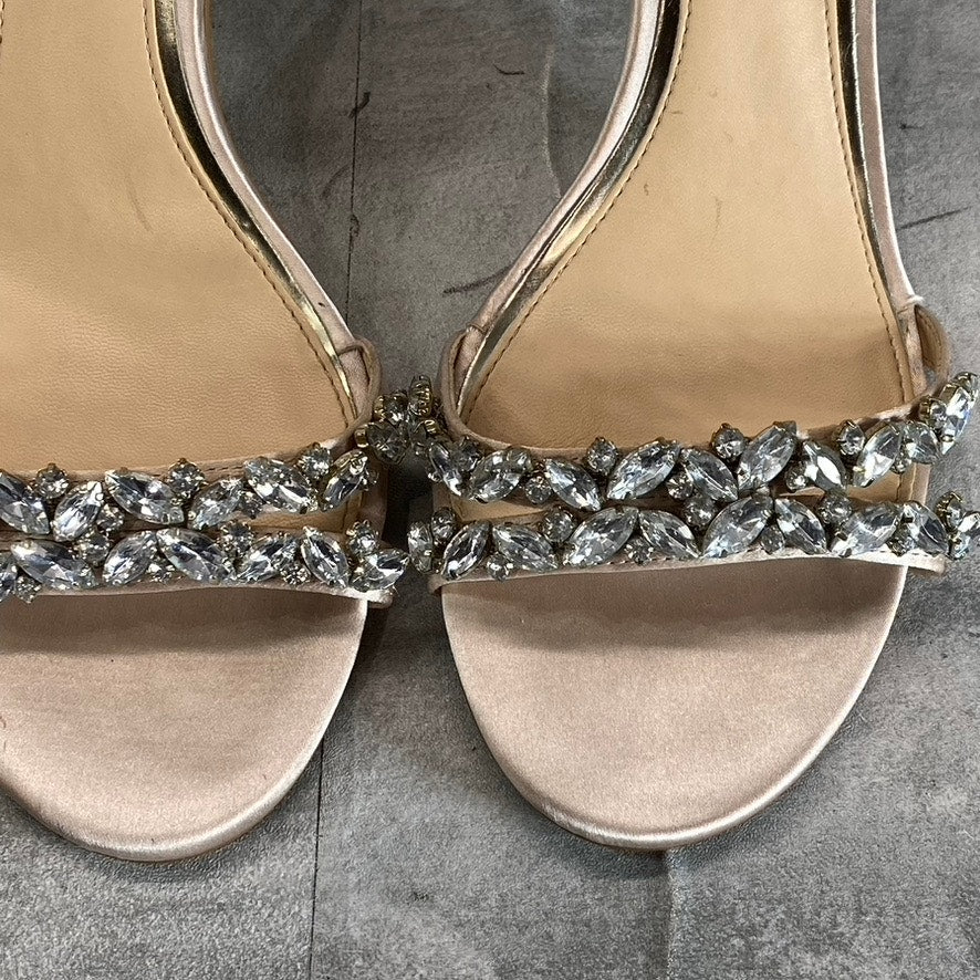 JEWEL BADGLEY MISCHKA Women's Champagne Caroline Ankle-Strap Evening Sandal SZ10
