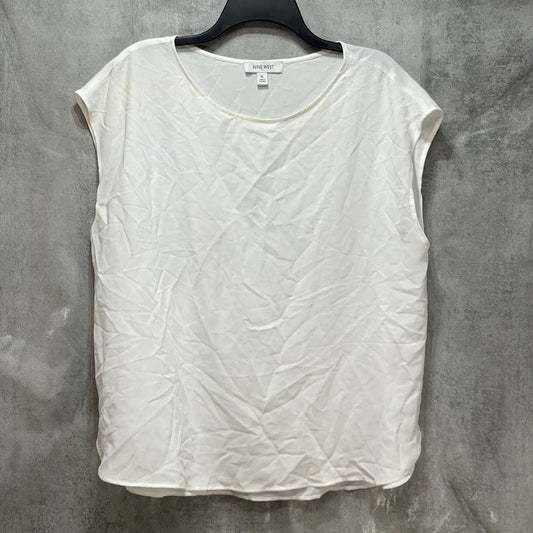 NINE WEST White High low Short Sleeve Top SZ XL