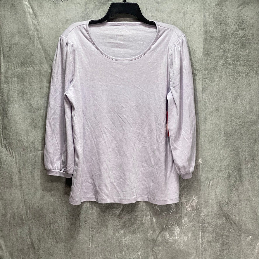 ISAAC MIZRAHI Light Lavender Boat Neck 3/4 Sleeve Top SZ M
