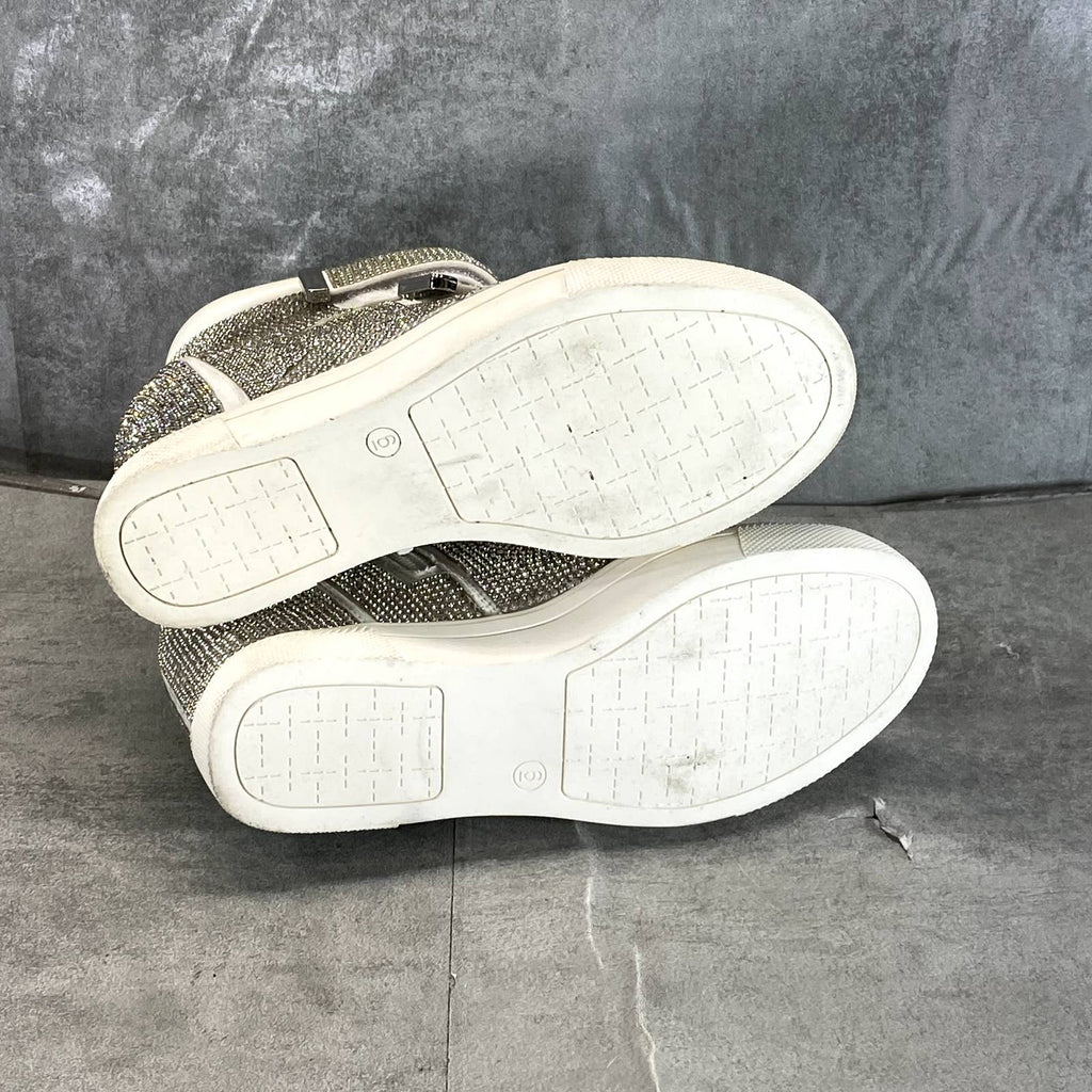 INC INTERNATIONAL CONCEPTS Women's Silver Rhinestone Debby Wedge Sneakers SZ 6