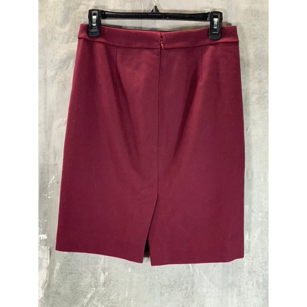 J.CREW The Pencil Skirt Women's Cabernet Rouge Double-Serge Wool Skirt SZ 0