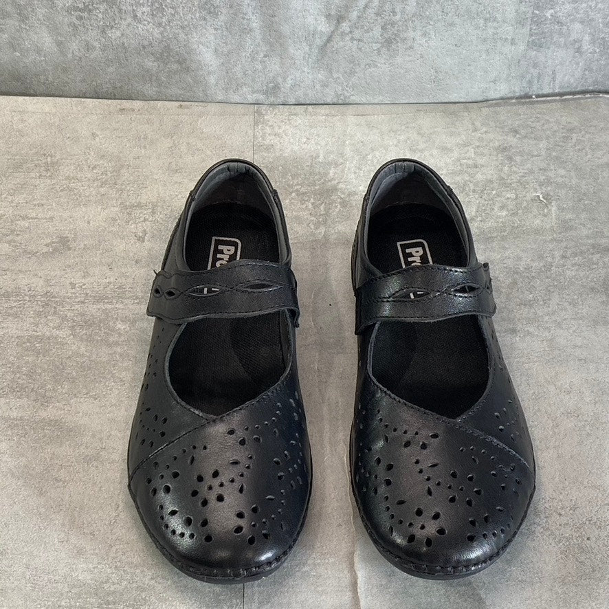 PROPET Women's Black Leather Perforated Calista Mary Jane Slip-On Shoes SZ 9.5
