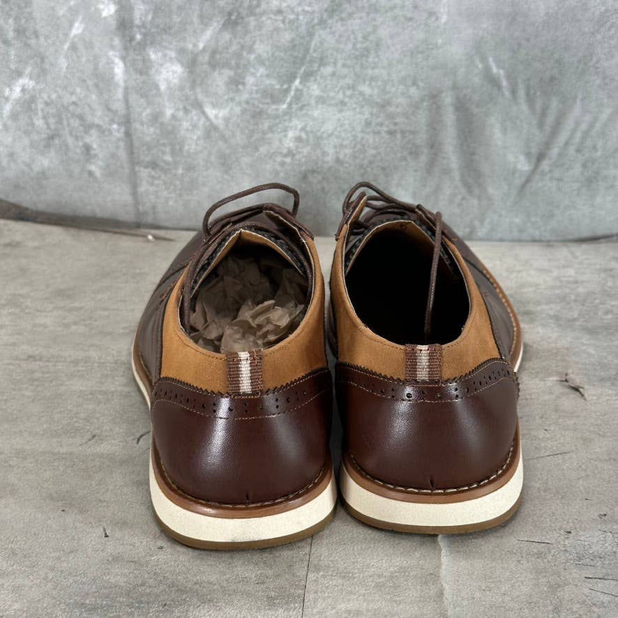 VANCE CO. Men's Brown Faux-Leather Griff Lace-Up Cap-Toe Derby SZ 13