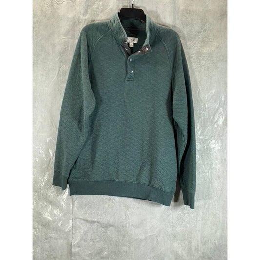 GOODFELLOW & CO Men's Green Diamond Quilted Snap Henley Pullover Sweatshirt SZ M