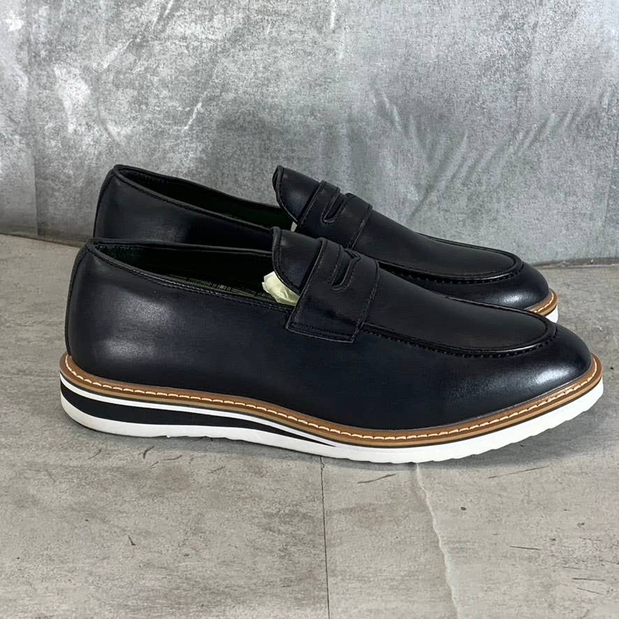 VANCE CO. Men's Black Faux-Leather Albert Slip-On Penny Loafers SZ 9