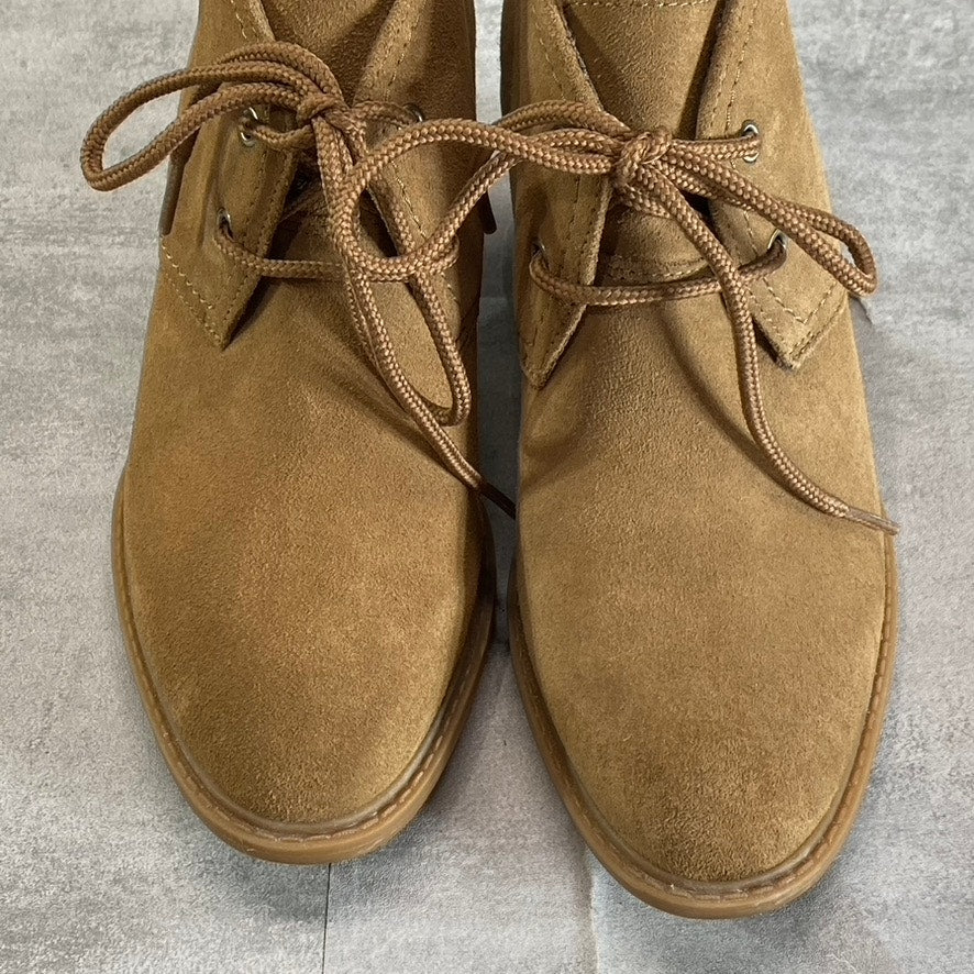 COLLECTION By CLARKS Women's Dark Khaki Suede Scene Laceboot Block-Heel Booties