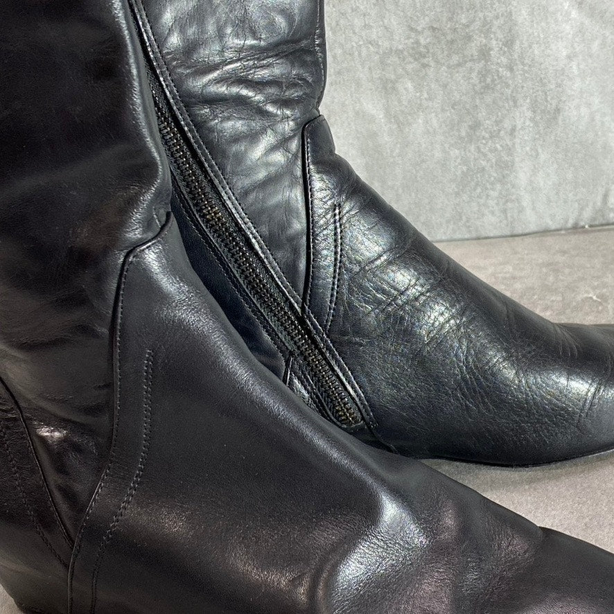 DONALD J. PLINER Women's Solid Black Patrice Wedge Knee-High Boots SZ 9