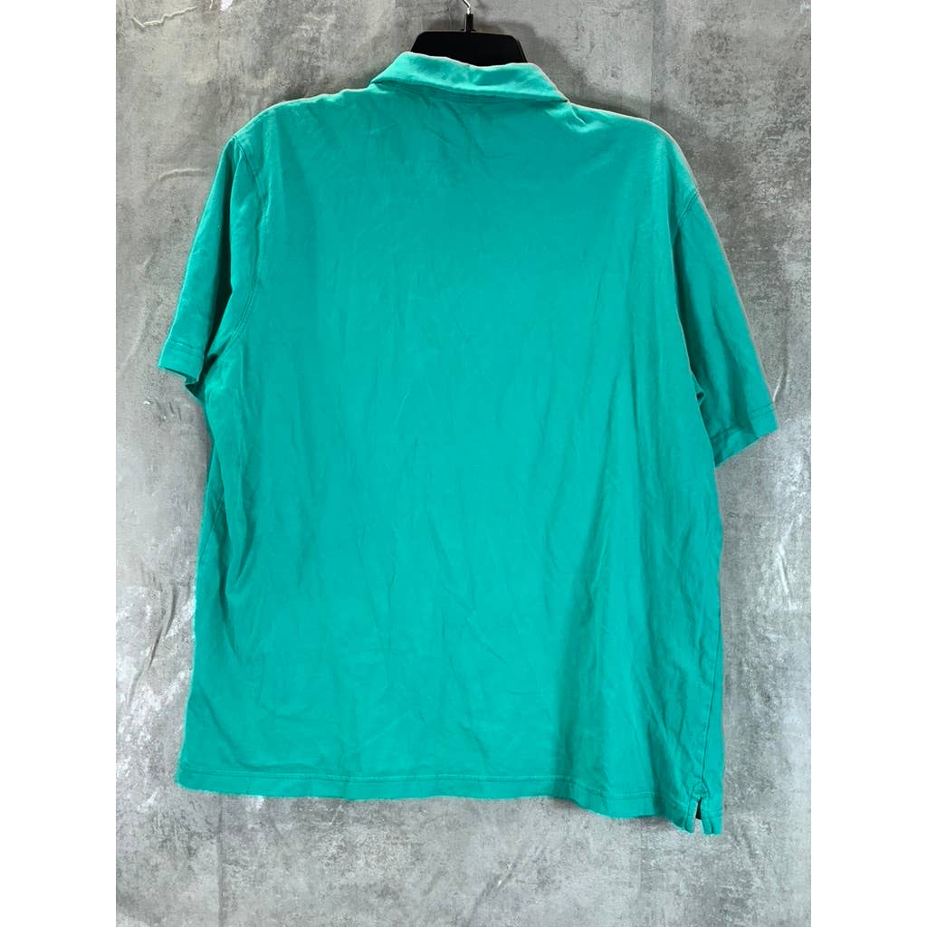 LANDS' END Men's Teal Shadow Super-T Cotton Short-Sleeve Polo Shirt SZ L