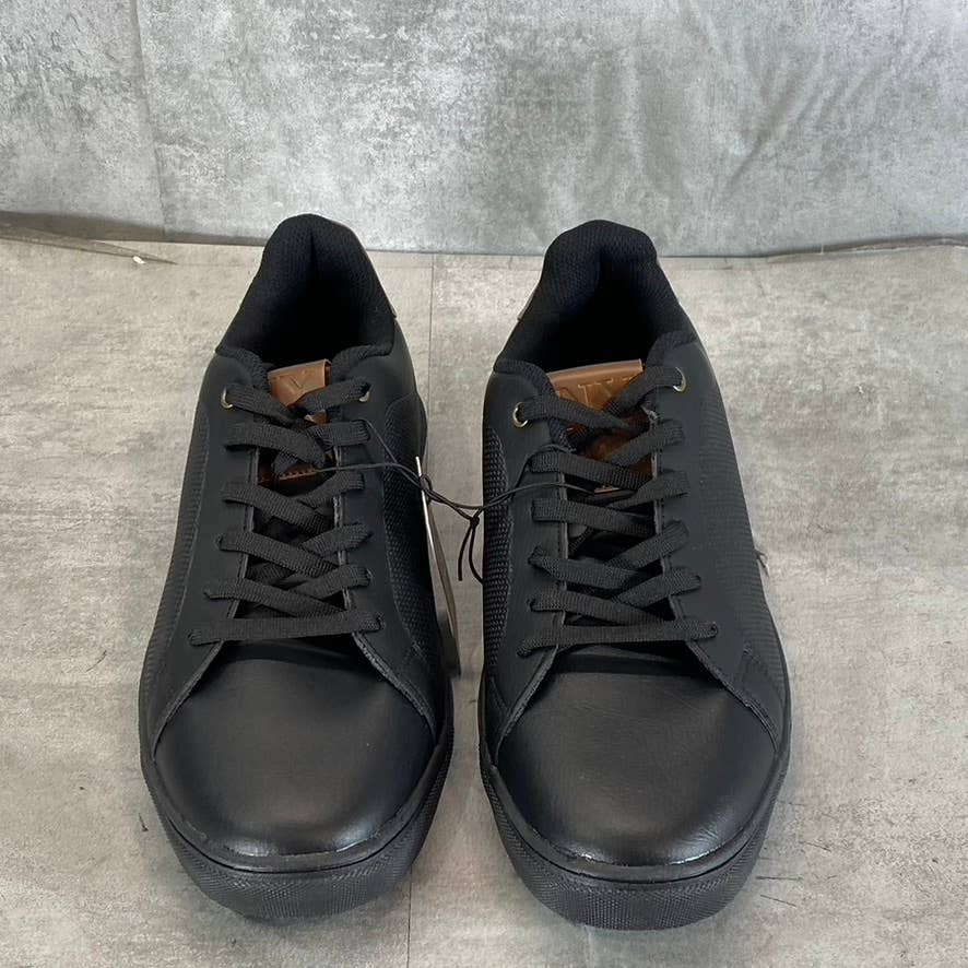 NEW YORK & COMPANY Men's Black Faux-Leather Cooper Low-Top Sneakers SZ 11