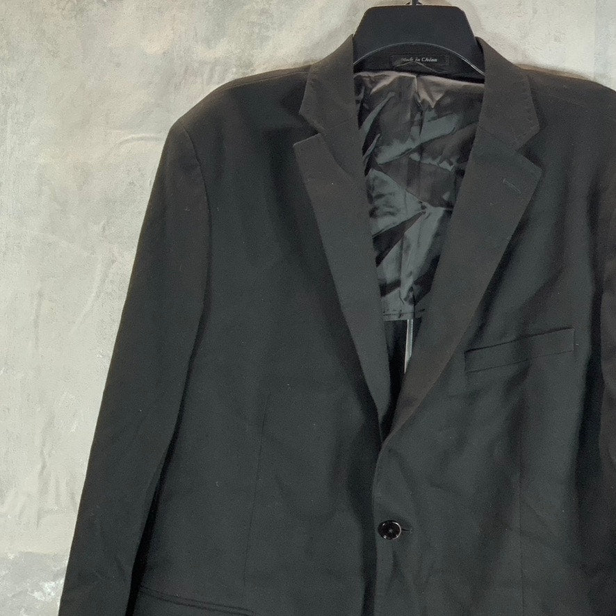 CALVIN KLEIN Men's Solid Black Regular Two-Button Suit Jacket SZ 46R