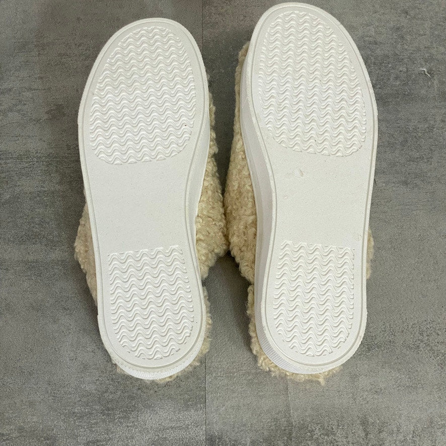 XOXO Natural Wild Cozy Faux Fur Slip-On Round-Toe Slippers SZ 8.5