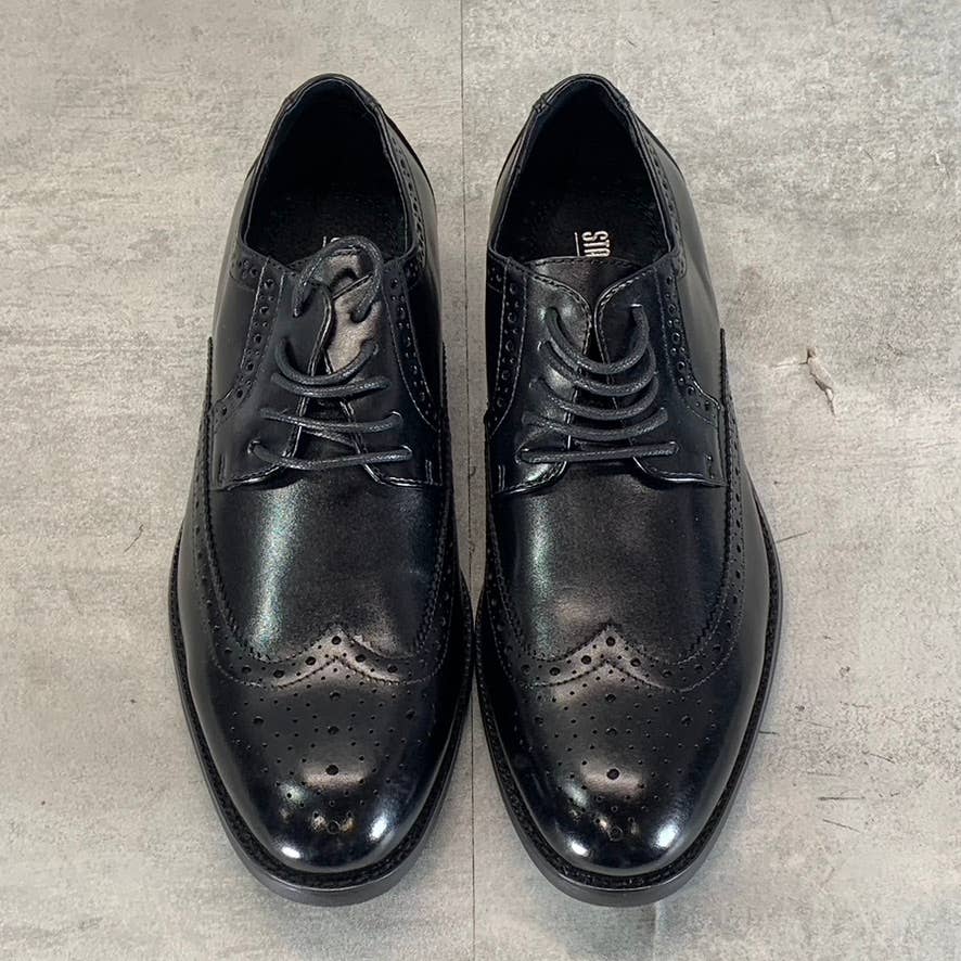 STACY ADAMS Men's Black Leather Garrison Wingtip Lace-Up Oxfords SZ 8