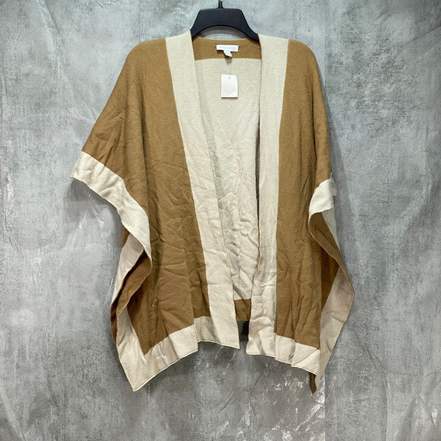 CHARTER CLUB Solid Tan Knit Reversible Poncho OS