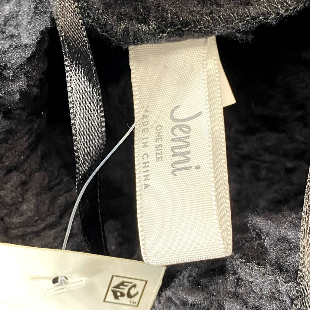 JENNI Women's Black Hooded Sherpa Kangaroo Pocket Pullover Poncho SZ OS