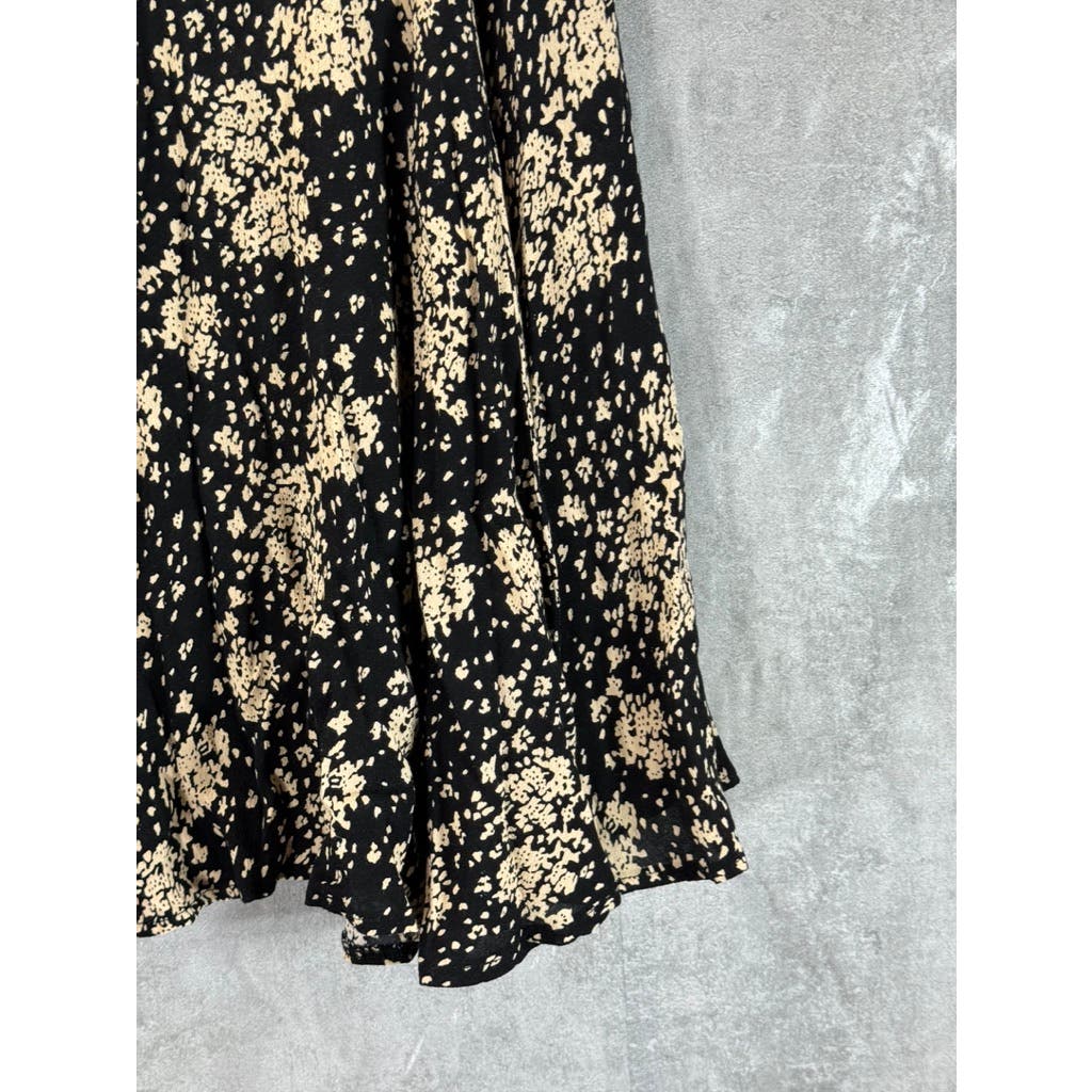 DRESS FORUM Women's Black/Cream Printed A-Line Midi Skirt SZ S