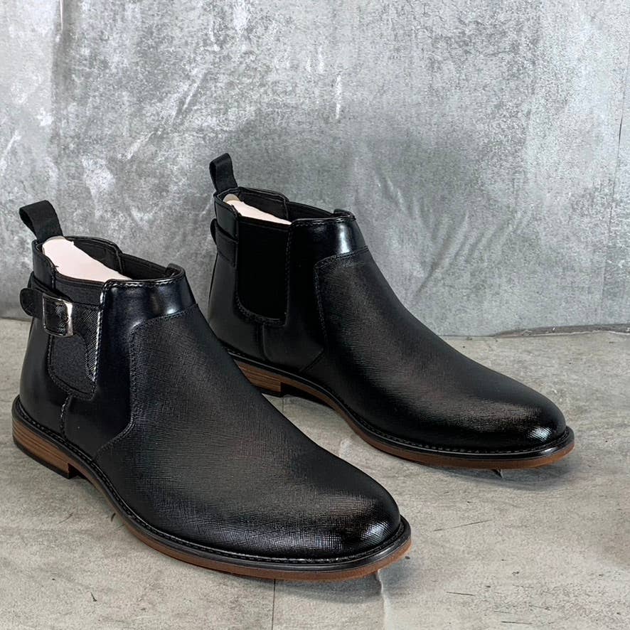 NEW YORK & COMPANY Men's Black Faux-Leather Rhino Pull-On Chelsea Boots SZ 8